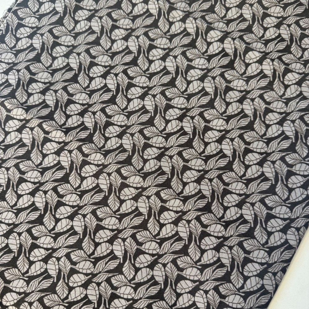 Benartex Fabric Woodland Magic 25x42 Black Grey Leaf Print Cotton 13375